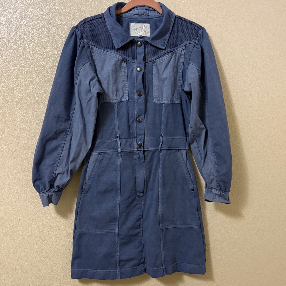 Grey‎ State Apparel Washed Indya Dress in Gray Blue Sz Small - Picture 11 of 11